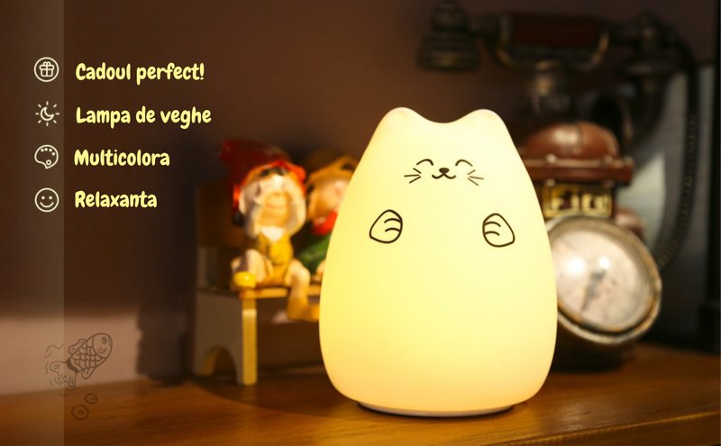 Lampa de veghe portabila Pisica Fericita